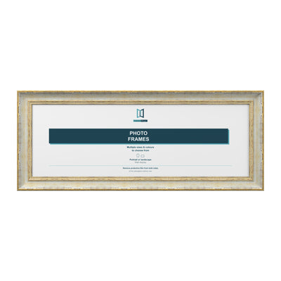 Cassis Panoramic Picture Photo Frame Shabby Chic Distressed Gold Trim 5 Colours