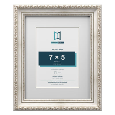 Louis Range Silver Picture, Photo & Poster Frame with White Mount