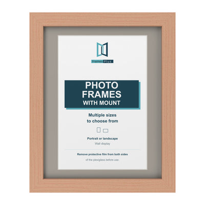 Classic Range Beech Picture, Photo & Poster Frame with Dawn Grey Mount