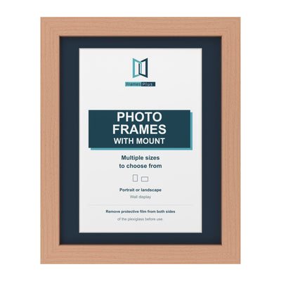 Classic Range Beech Picture, Photo & Poster Frame with Pacific Blue Mount