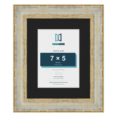 Cassis Picture Frame With Black Mount Shabby Chic Gold Trim 5 Colours