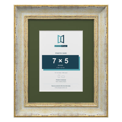 Cassis Picture Frame With Green Mount Shabby Chic Gold Trim 5 Colours