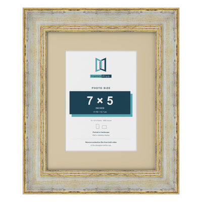 Cassis Picture Frame With Ivory Mount Shabby Chic Gold Trim 5 Colours