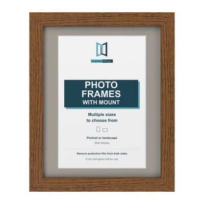 Classic Range Dark Oak Picture, Photo & Poster Frame with Dawn Grey Mount