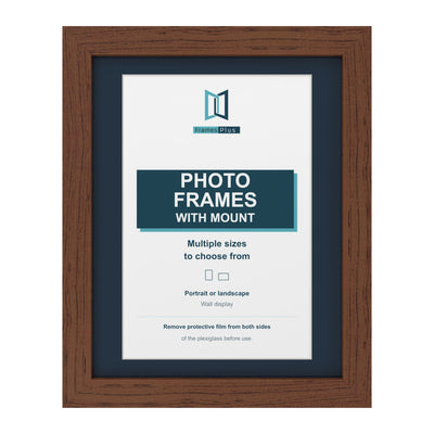 Classic Range Dark Teak Picture, Photo & Poster Frame with Pacific Blue Mount