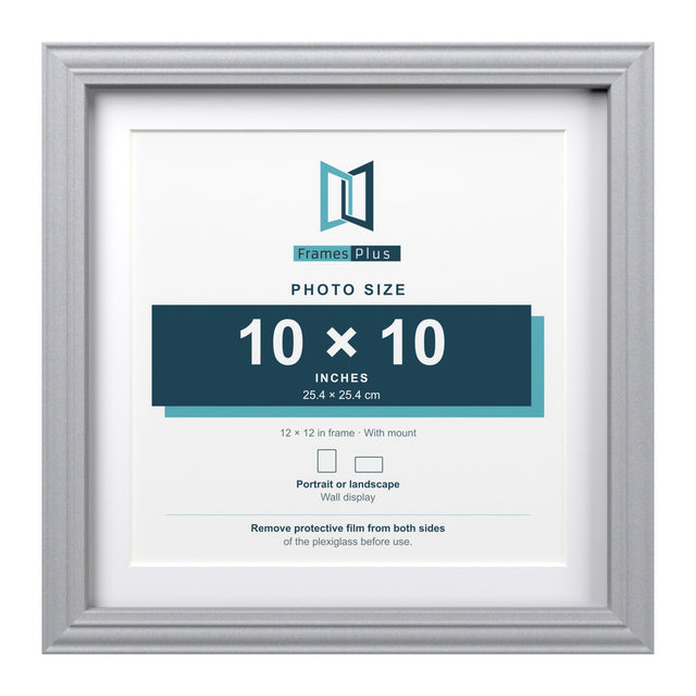 Devon Range Silver Picture, Photo & Poster Frame with White Mount — Finish and profile example