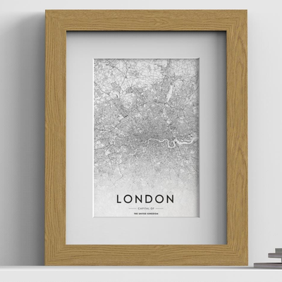 Excel Range Oak Picture, Photo & Poster Frame with White Mount