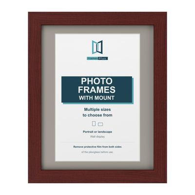 Classic Range Mahogany Picture, Photo & Poster Frame with Dawn Grey Mount