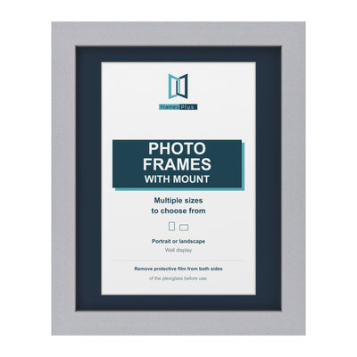 Classic Range Silver Picture, Photo & Poster Frame with Pacific Blue Mount