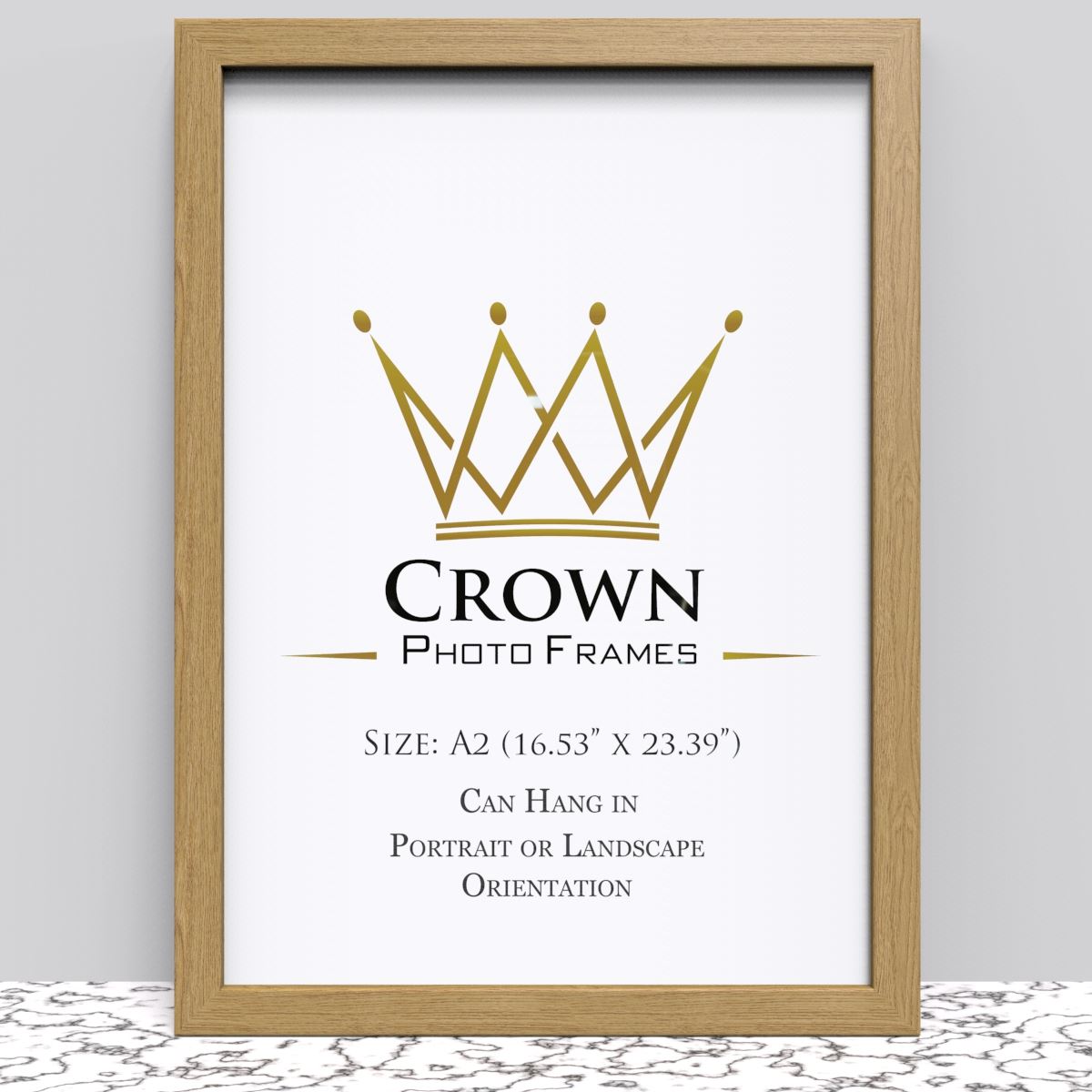 Black White Oak Photo Frame for A2 42 x 59.4 cm (16.53x23.39 Inches) Picture Photo Poster Certificate, Hang on wall - Framesplus.co.uk