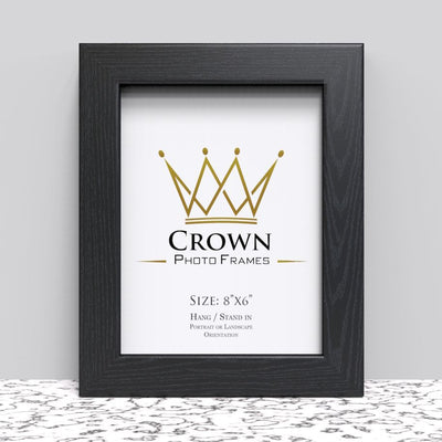 Black White Oak Photo Frame for 8x6 Inches (20.3 x 15.2 cm) Picture Photo, Stand or Hang