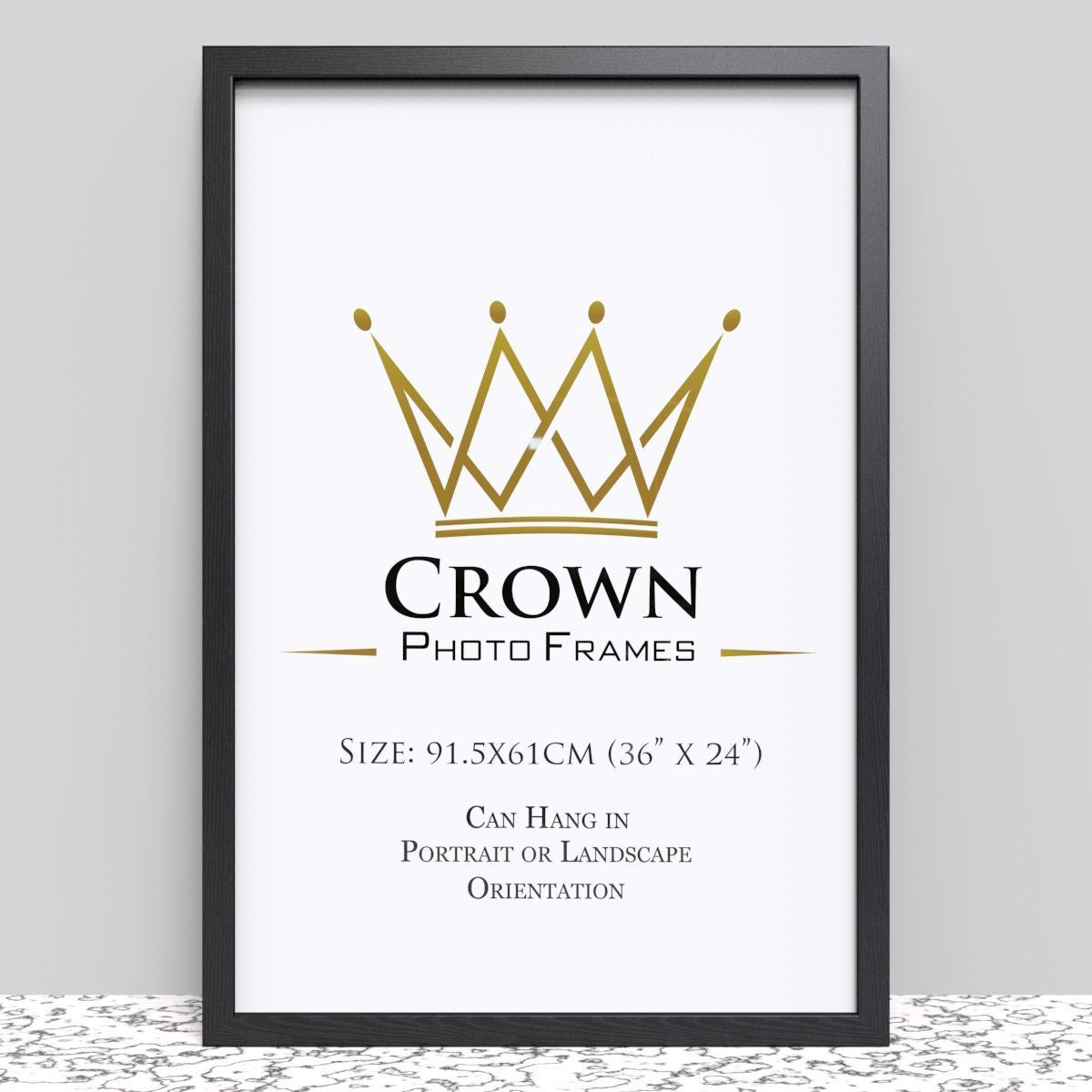Crown Black White Oak Photo Frame for 91.5 x 61 cm (36x24 Inches) Picture Photo Poster, Hang on wall in both Landscape and Portrait - Framesplus.co.uk