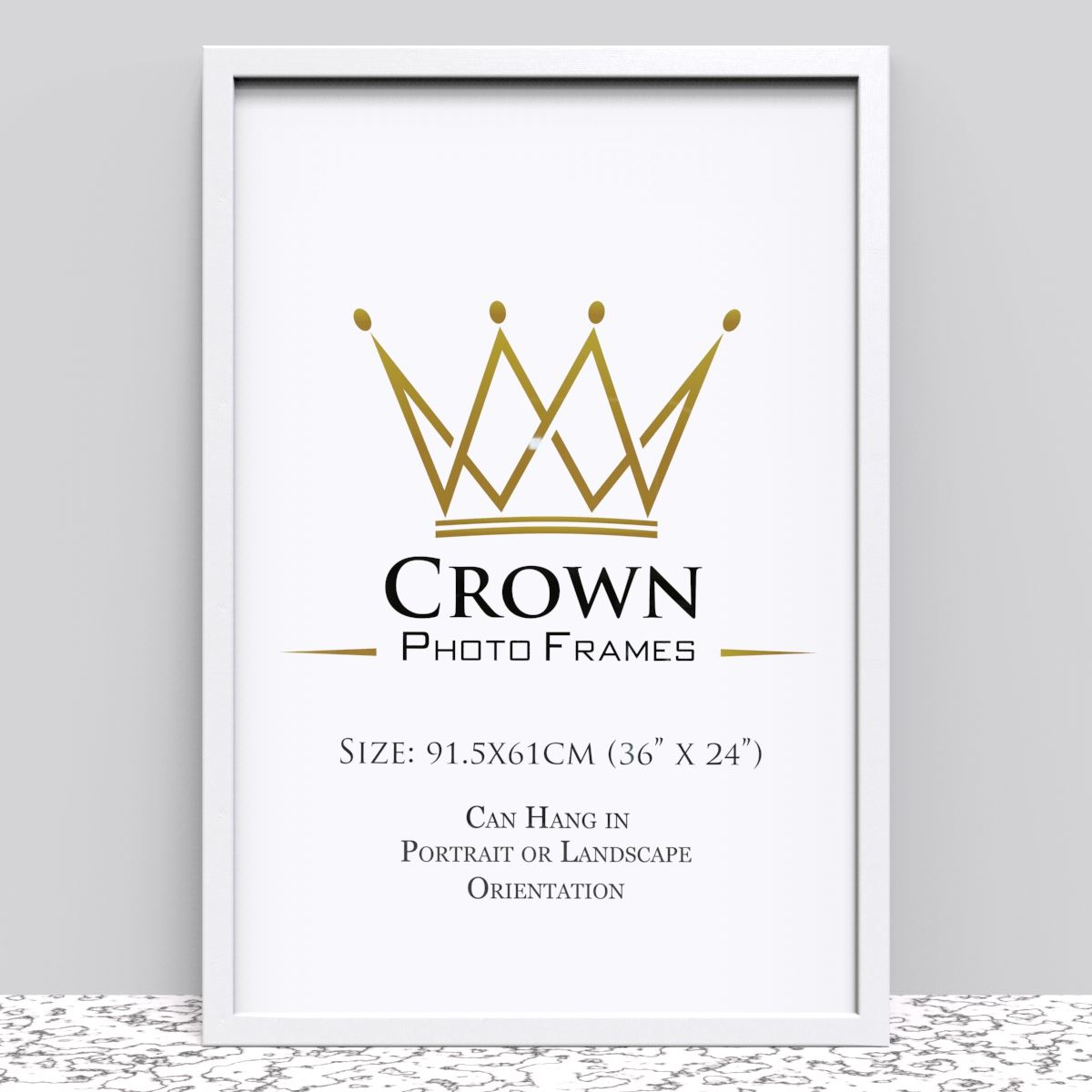 Crown Black White Oak Photo Frame for 91.5 x 61 cm (36x24 Inches) Picture Photo Poster, Hang on wall in both Landscape and Portrait - Framesplus.co.uk