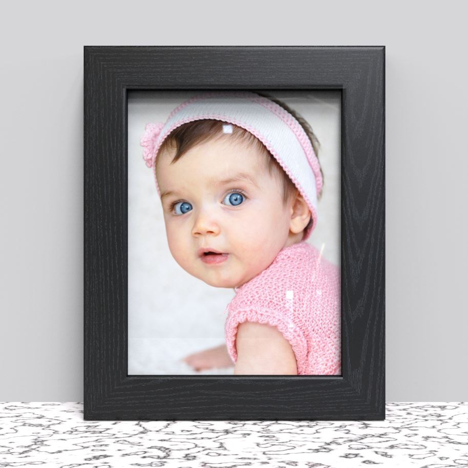 Black White Oak Photo Frame for 8x6 Inches (20.3 x 15.2 cm) Picture Photo, Stand or Hang - Framesplus.co.uk