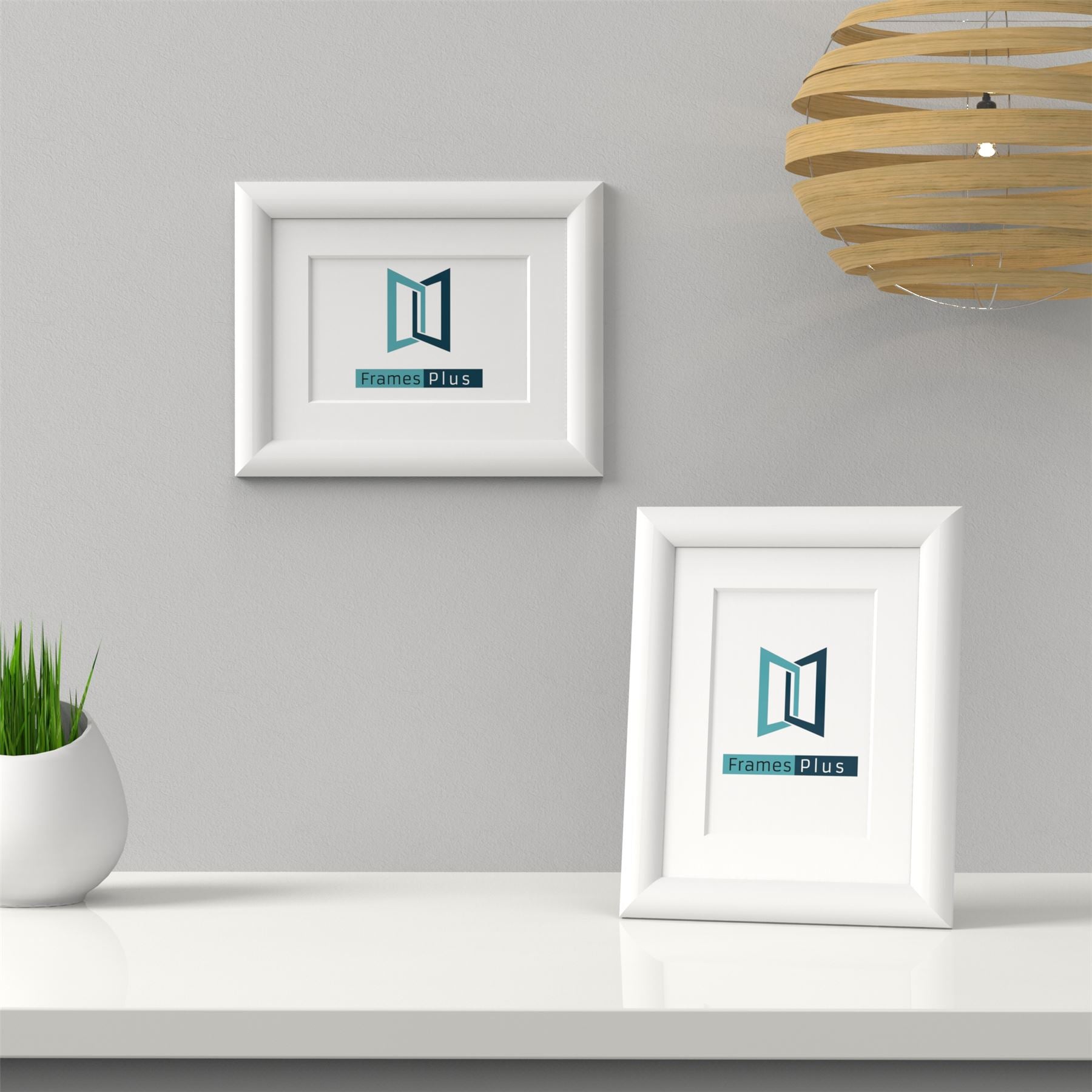 Minimo Range White Picture Photo Poster Frame with White Mount - Framesplus.co.uk