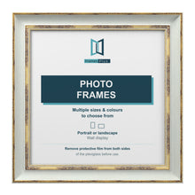 Cassis Square Picture Photo Frame Shabby Chic Distressed Gold Trim 5 Colours - 4"x4" (10.2 x 10.2cm), Light Grey