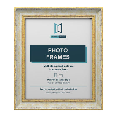 Frames Plus Cassis Shabby Chic Picture Photo Frame Distressed Gold Trim