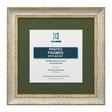 Cassis Square Picture Photo Frame Green Mount Shabby Chic Distressed Gold Trim