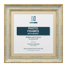 Cassis Square Picture Photo Frame Ivory Mount Shabby Chic Distressed Gold Trim