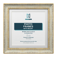 Cassis Square Picture Frame White Mount Shabby Chic Gold Trim 5 Colours
