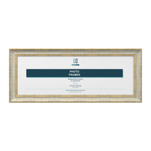 Cassis Panoramic Picture Photo Frame Shabby Chic Distressed Gold Trim 5 Colours - 10"x4" (25.4 x 10.2cm), Cream