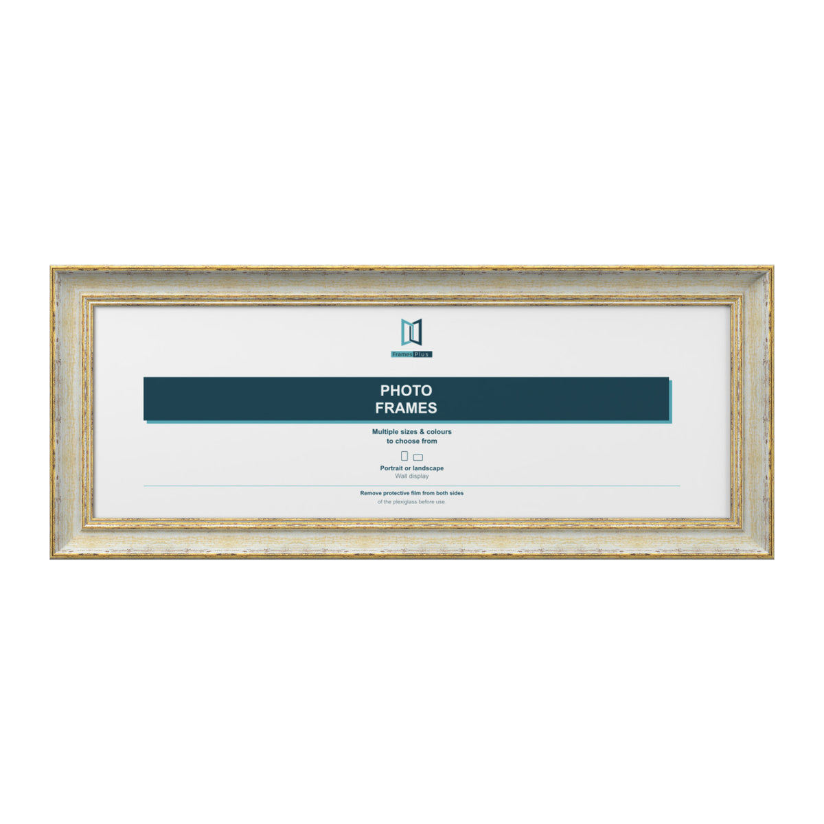 Cassis Panoramic Picture Photo Frame Shabby Chic Distressed Gold Trim 5 Colours