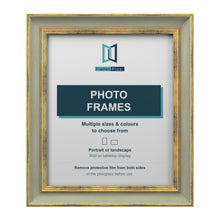 Frames Plus Cassis Shabby Chic Picture Photo Frame Distressed Gold Trim - 10"x8" (25.4 x 20.3cm), Green