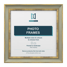 Cassis Square Picture Photo Frame Shabby Chic Distressed Gold Trim 5 Colours - 4"x4" (10.2 x 10.2cm), Green