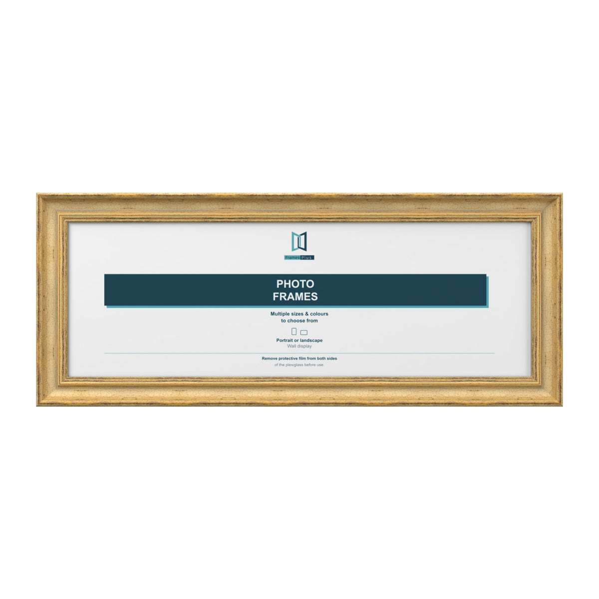 Cassis Panoramic Picture Photo Frame Shabby Chic Distressed Gold Trim 5 Colours - 10"x4" (25.4 x 10.2cm), Gold