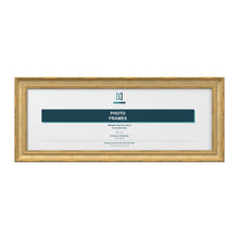 Cassis Panoramic Picture Photo Frame Shabby Chic Distressed Gold Trim 5 Colours - 10"x4" (25.4 x 10.2cm), Gold