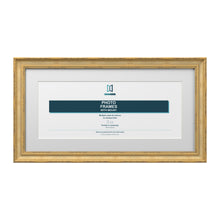 Cassis Panoramic Picture Frame White Mount Shabby Chic Gold Trim 5 Colours - 14x6" Frame for 12x4" Photo, Gold Frame White Mount