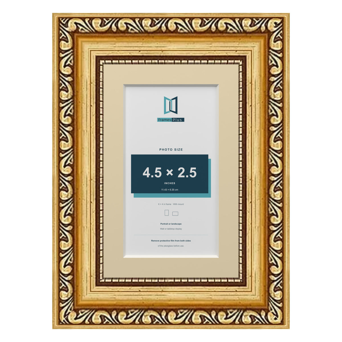 Louis Range Gold Picture, Photo & Poster Frame with Ivory Mount - 6x4" Frame for 4.5x2.5" Photo, Gold