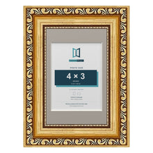 Louis Range Gold Picture, Photo & Poster Frame with Dawn Grey Mount - 6x4" Frame for 4x3" Photo, Gold