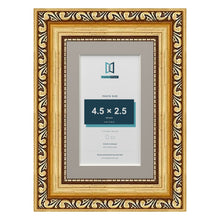 Louis Range Gold Picture, Photo & Poster Frame with Dawn Grey Mount - 6x4" Frame for 4.5x2.5" Photo, Gold