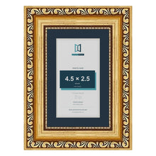 Louis Range Gold Picture, Photo & Poster Frame with Pacific Blue Mount - 6x4" Frame for 4.5x2.5" Photo, Gold