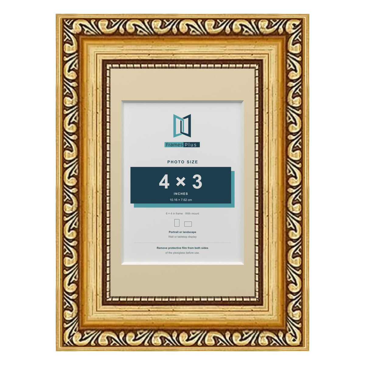 Louis Range Gold Picture, Photo & Poster Frame with Ivory Mount - 6x4" Frame for 4x3" Photo, Gold