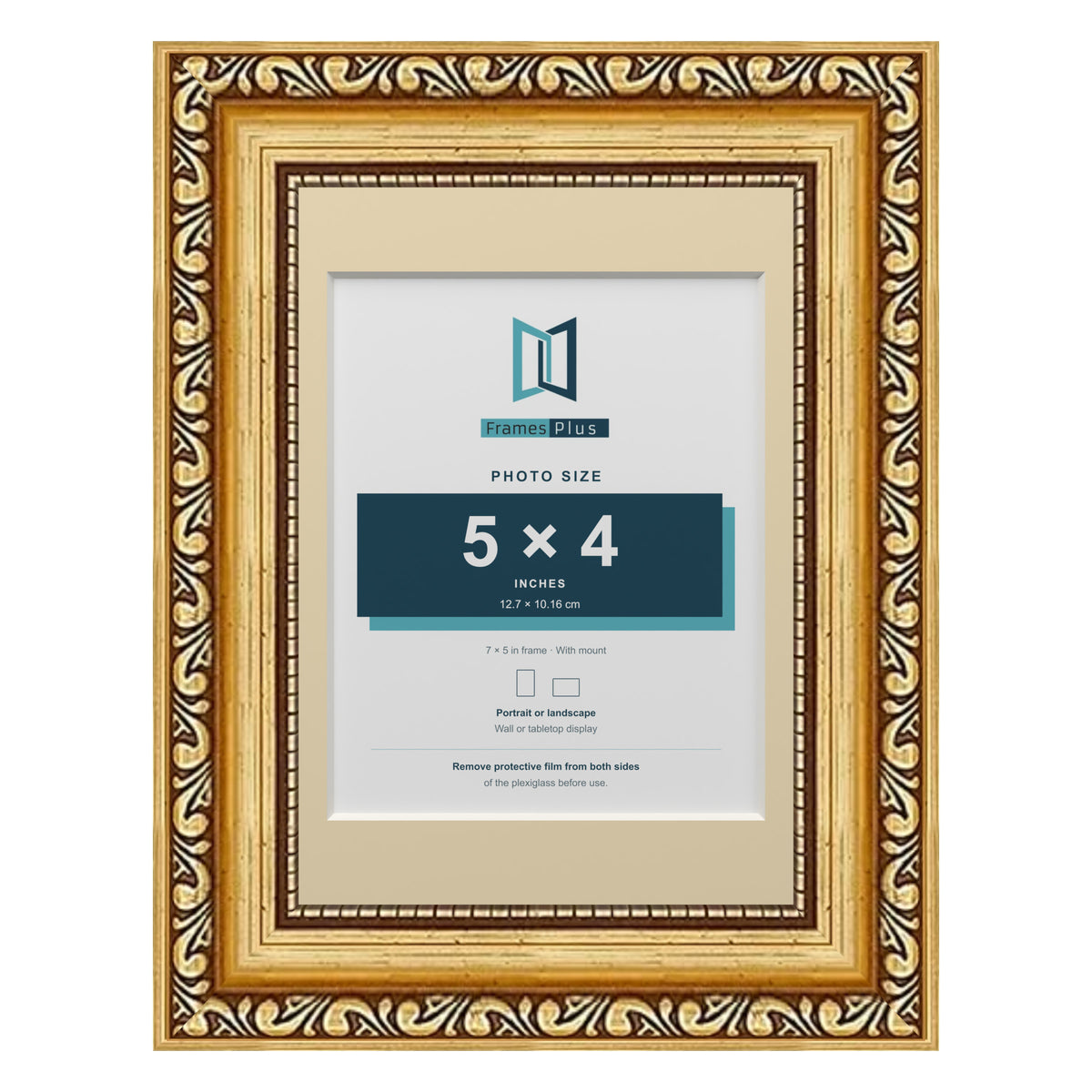 Louis Range Gold Picture, Photo & Poster Frame with Ivory Mount - 7x5" Frame for 5x4" Photo, Gold