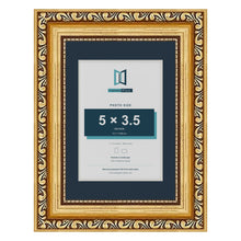 Louis Range Gold Picture, Photo & Poster Frame with Pacific Blue Mount - 7x5" Frame for 5x3.5" Photo, Gold