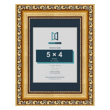 Louis Range Gold Picture, Photo & Poster Frame with Pacific Blue Mount - 7x5" Frame for 5x4" Photo, Gold