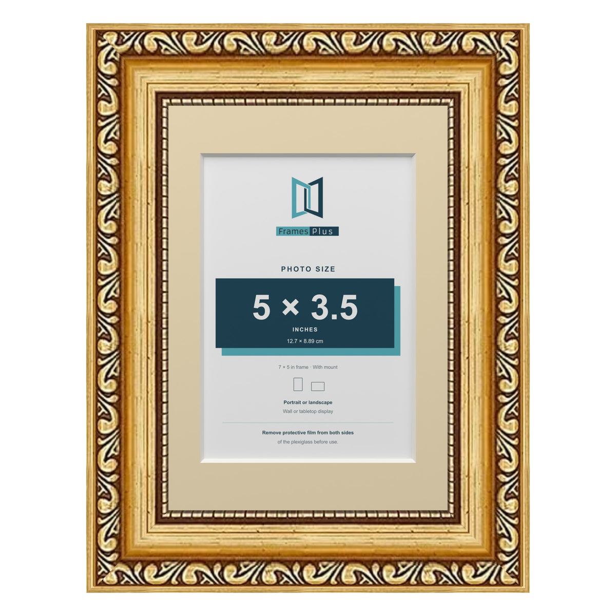 Louis Range Gold Picture, Photo & Poster Frame with Ivory Mount - 7x5" Frame for 5x3.5" Photo, Gold
