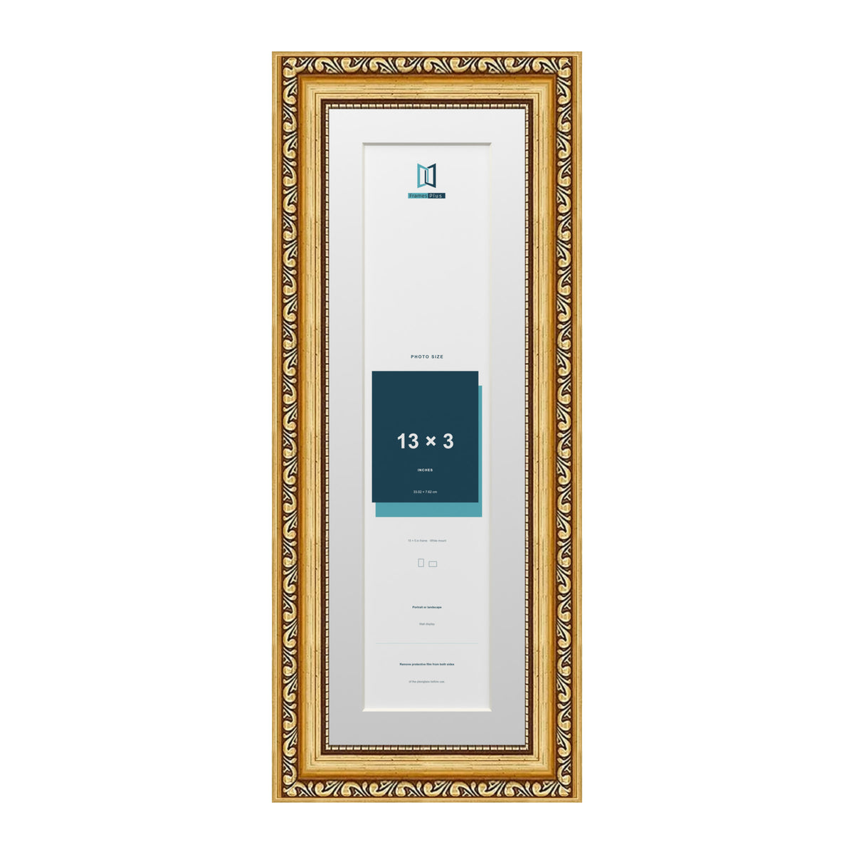 Louis Range Gold Picture, Photo & Poster Frame with White Mount - 15x5" Frame for 13x3" Photo, Gold