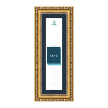 Louis Range Gold Picture, Photo & Poster Frame with Pacific Blue Mount - 15x5" Frame for 13x3" Photo, Gold