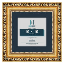 Louis Range Gold Picture, Photo & Poster Frame with Pacific Blue Mount - 15x15cm Frame for 10x10cm Photo, Gold