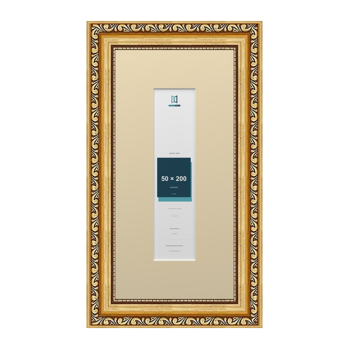 Louis Range Gold Picture, Photo & Poster Frame with Ivory Mount - 30x15cm Frame for 20x5cm Photo, Gold
