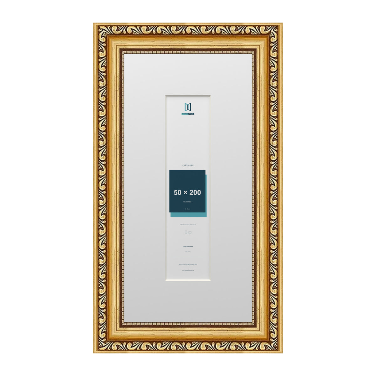 Louis Range Gold Picture, Photo & Poster Frame with White Mount - 30x15cm Frame for 20x5cm Photo, Gold