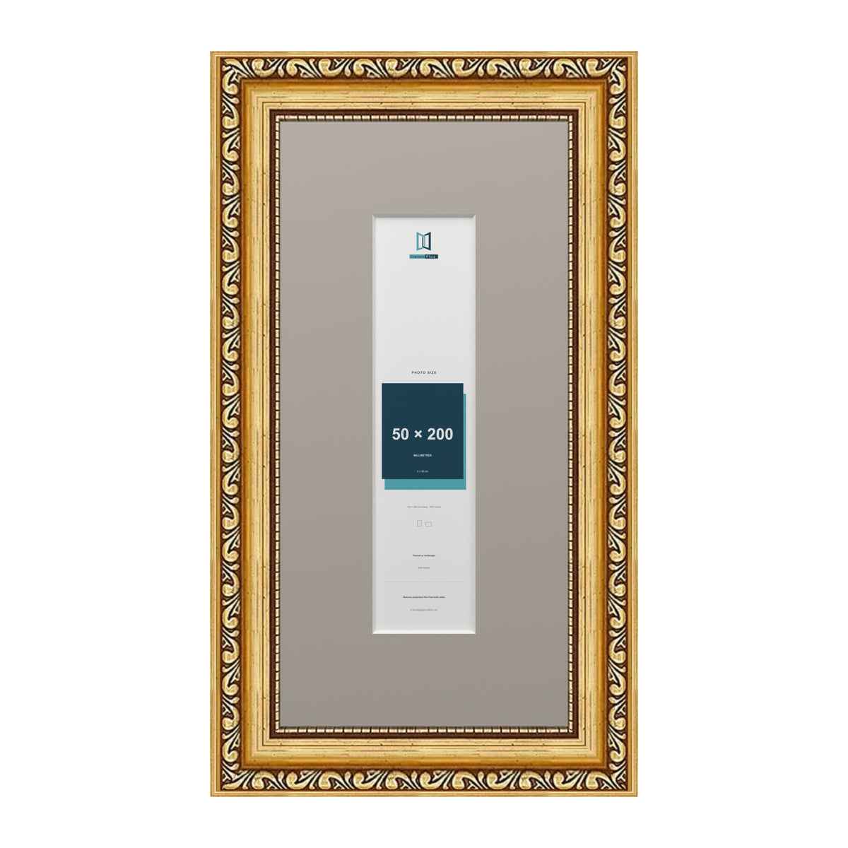 Louis Range Gold Picture, Photo & Poster Frame with Dawn Grey Mount - 30x15cm Frame for 20x5cm Photo, Gold