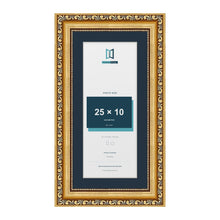 Louis Range Gold Picture, Photo & Poster Frame with Pacific Blue Mount - 30x15cm Frame for 25x10cm Photo, Gold
