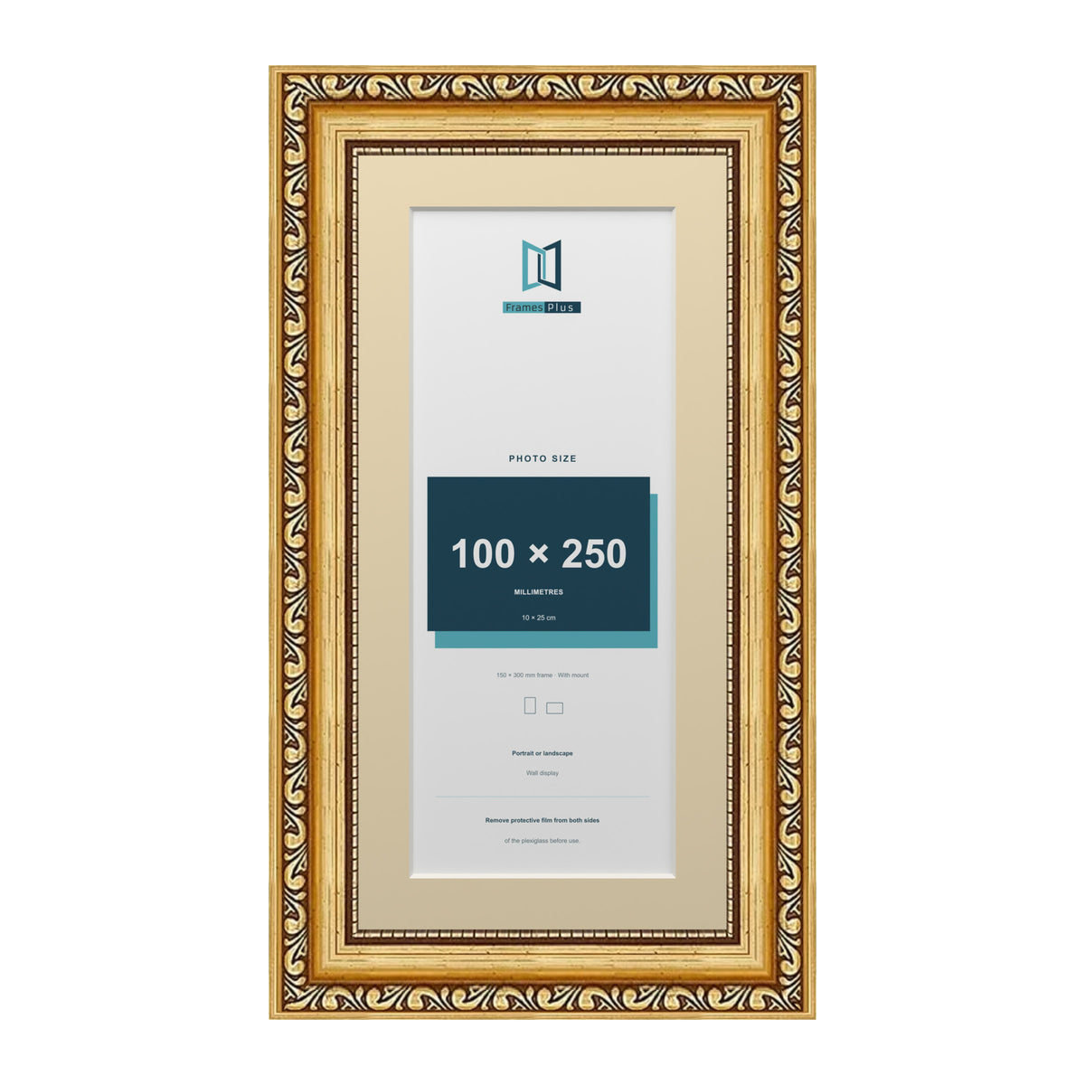 Louis Range Gold Picture, Photo & Poster Frame with Ivory Mount - 30x15cm Frame for 25x10cm Photo, Gold