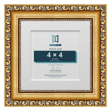 Louis Range Gold Picture, Photo & Poster Frame with White Mount - 6x6" Frame for 4x4" Photo, Gold