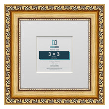 Louis Range Gold Picture, Photo & Poster Frame with White Mount - 6x6" Frame for 3x3" Photo, Gold